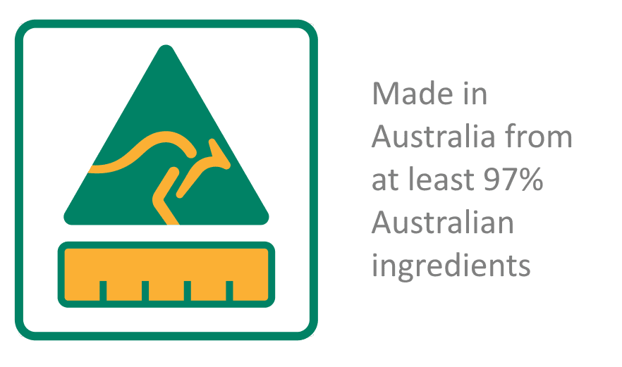 Made in Australia from at least 97% Australian ingredients
